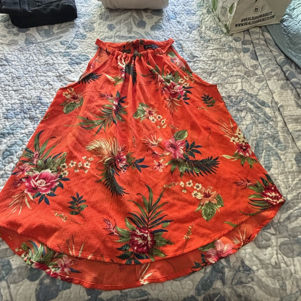 Gibson Vibrant Floral High Low Skirt